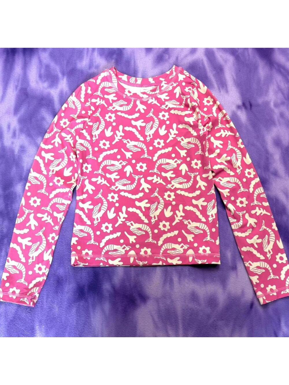 Hanna Andersson pink mermaid print swim top